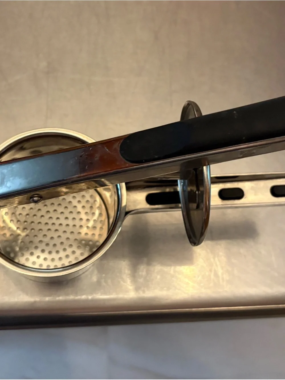 Oxo Stainless Steel Potato Ricer with Black Handle Grip